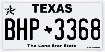 TX license plate BHP3368
