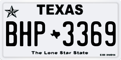 TX license plate BHP3369