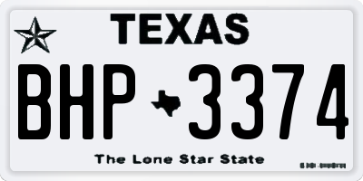 TX license plate BHP3374