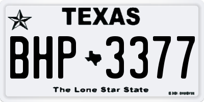TX license plate BHP3377