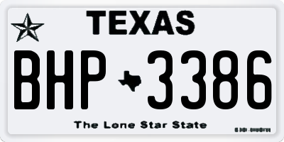 TX license plate BHP3386