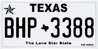 TX license plate BHP3388