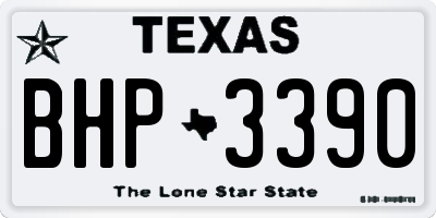 TX license plate BHP3390