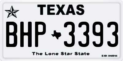 TX license plate BHP3393