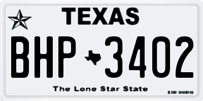 TX license plate BHP3402