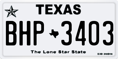 TX license plate BHP3403