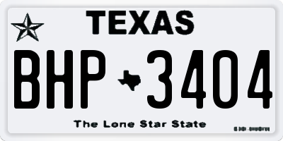 TX license plate BHP3404