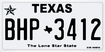 TX license plate BHP3412