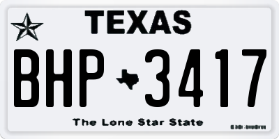 TX license plate BHP3417