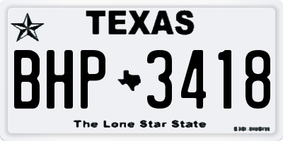 TX license plate BHP3418