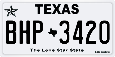 TX license plate BHP3420