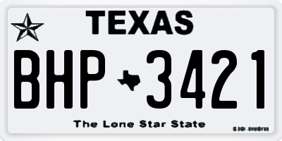 TX license plate BHP3421
