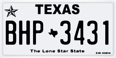 TX license plate BHP3431