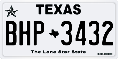 TX license plate BHP3432