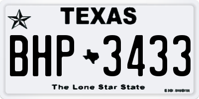 TX license plate BHP3433