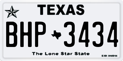TX license plate BHP3434