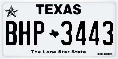 TX license plate BHP3443