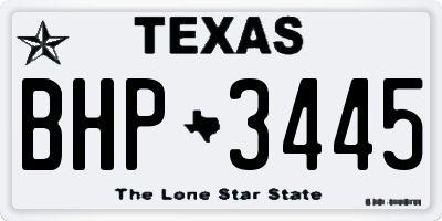TX license plate BHP3445