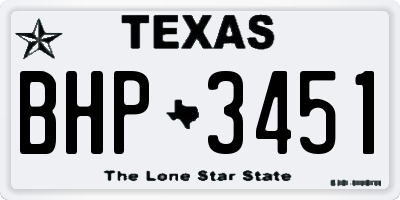 TX license plate BHP3451