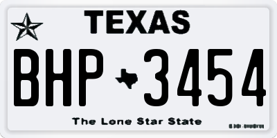 TX license plate BHP3454
