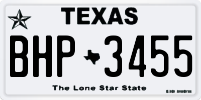 TX license plate BHP3455