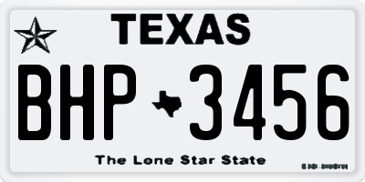 TX license plate BHP3456