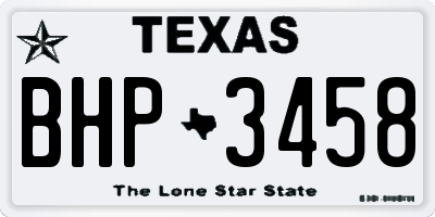TX license plate BHP3458