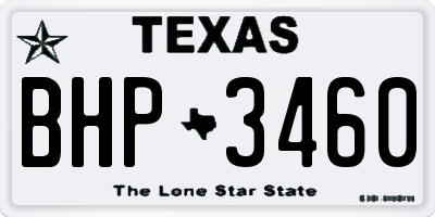 TX license plate BHP3460