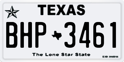 TX license plate BHP3461