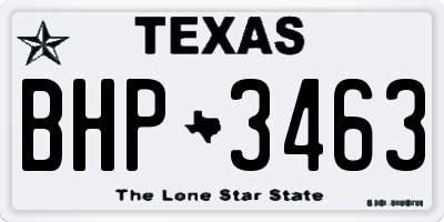 TX license plate BHP3463