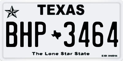TX license plate BHP3464