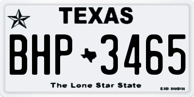 TX license plate BHP3465