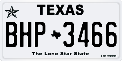 TX license plate BHP3466