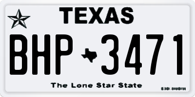 TX license plate BHP3471
