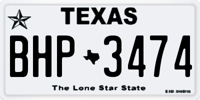 TX license plate BHP3474