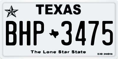 TX license plate BHP3475