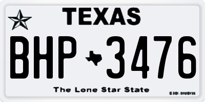 TX license plate BHP3476