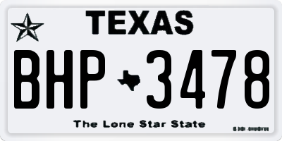 TX license plate BHP3478