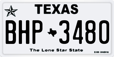 TX license plate BHP3480