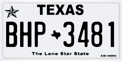 TX license plate BHP3481