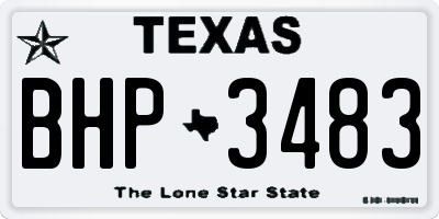 TX license plate BHP3483