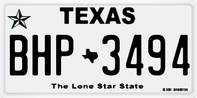 TX license plate BHP3494