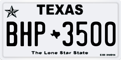TX license plate BHP3500