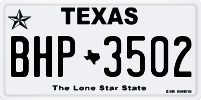 TX license plate BHP3502