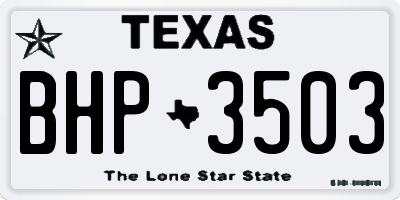 TX license plate BHP3503