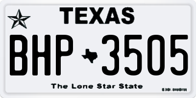 TX license plate BHP3505