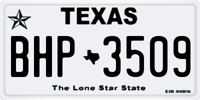 TX license plate BHP3509
