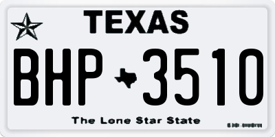 TX license plate BHP3510