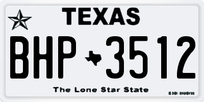 TX license plate BHP3512