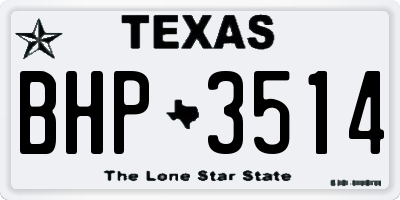 TX license plate BHP3514